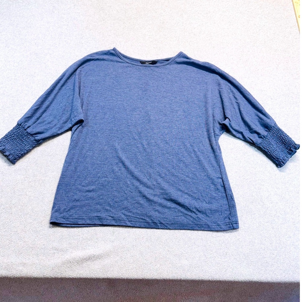 Dokotoo Blue Smocked Sleeve Top Womens Small Casual Lightweight Blouse Boho Chic